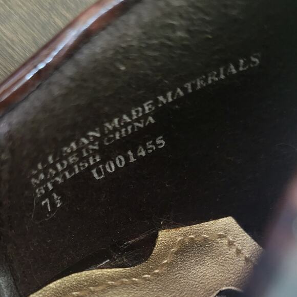 Alligator Print Open Toe 4" High Heels Size 7.5 Brown - Picture 6 of 8